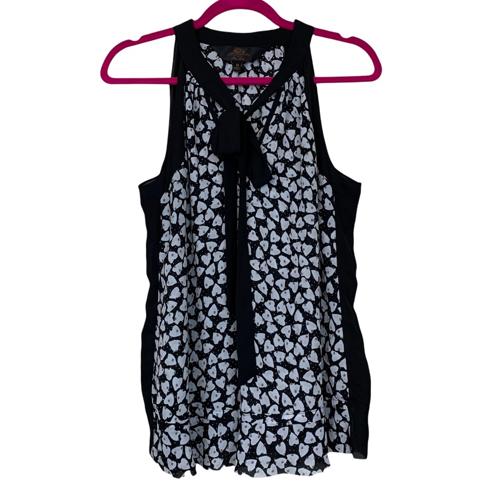 Alice Through The Looking Glass Colleen Atwood Heart Pussy Bow Tie Neck Blouse M